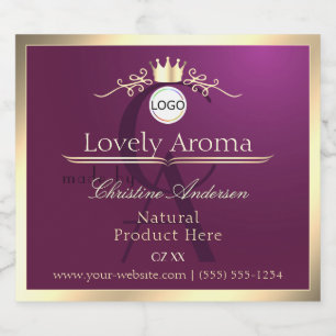Burgundy Product Label Gold Border Logo Monogram