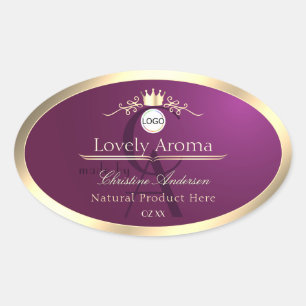 Burgundy Product Label Gold Border Logo Monogram