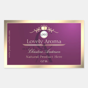 Burgundy Product Label Gold Border Logo Monogram
