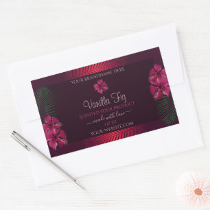 Burgundy Product Labels Hawaii Flowers Palm Leaves