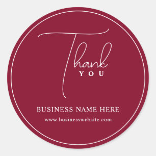 Burgundy Professional Thank You Business Event Classic Round Sticker