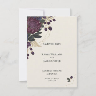 Burgundy Protea Blackberry Wedding Save the Date