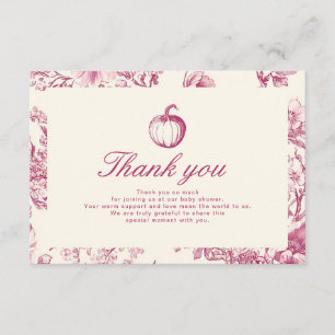 Burgundy Pumpkin Baby Shower Thank You Card