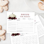 Burgundy Pumpkin Bridal Shower Recipe Postcard<br><div class="desc">Share your favourite recipe with the Bride-to-be!

Visit our website for more designs and inspiration: www.creativeuniondesign.com</div>