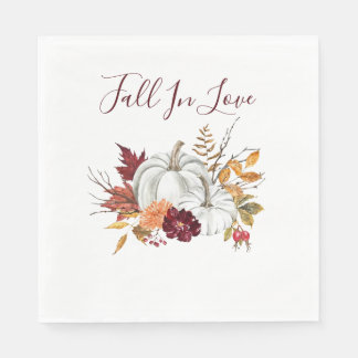 Burgundy Pumpkin Fall Bridal Shower Paper Napkin
