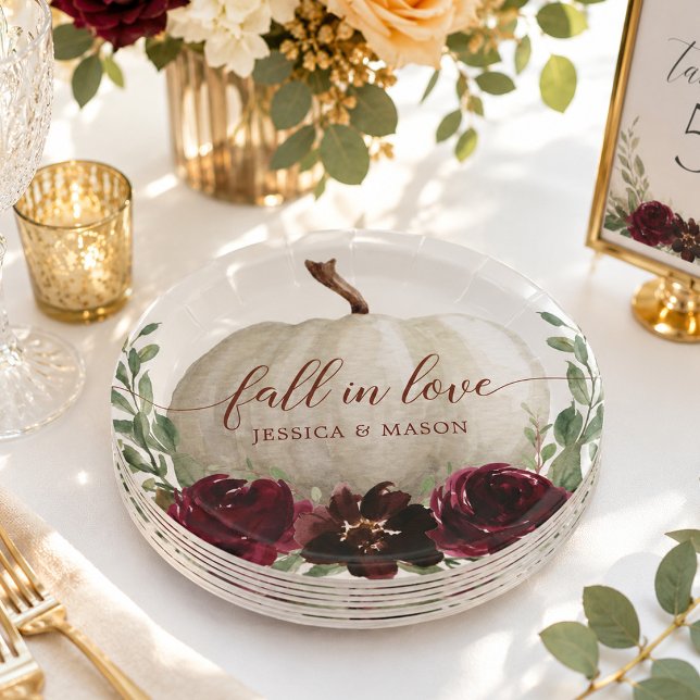 Burgundy Pumpkin Fall Paper Plates (Creator Uploaded)