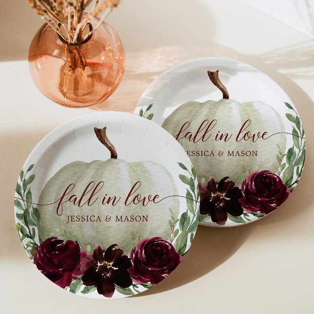 Burgundy Pumpkin Fall Paper Plates (Creator Uploaded)