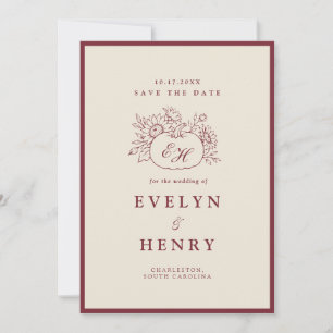 Burgundy Pumpkin Fall Wedding Save the Date Invitation