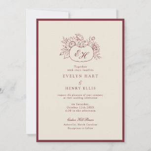 Burgundy Pumpkin Formal Wedding Invitation