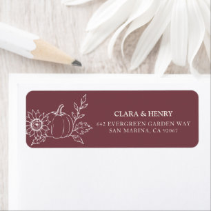 Burgundy Pumpkin Sunflower Wedding Return Address