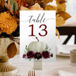 Burgundy Pumpkin Wedding Table Numbers<br><div class="desc">Help your guests easily find their way with these lovely double sided table number cards. Easily edit the numbers! 

See the entire collection for more matching items!</div>