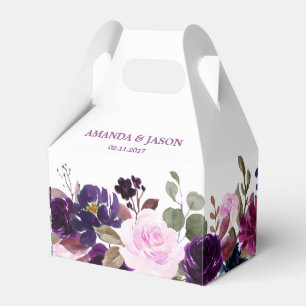 Burgundy Purple Floral Rustic Boho Wedding Favour Box