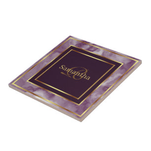 Burgundy Purple Geometric Marble Tile