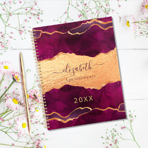 Burgundy purple gold agate marble rose gold 2022 planner