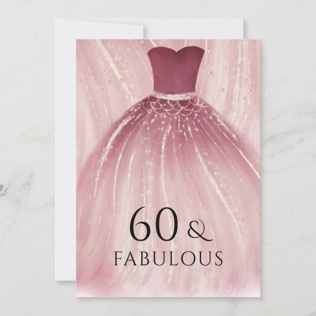 Burgundy Purple Mermaid Dress 60th Birthday Party Invitation (Front)