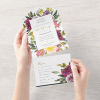 BURGUNDY PURPLE PINK LIME GREEN FLORAL WEDDING