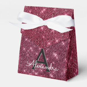 Burgundy Purple Sparkle Monogram Party Favour Box