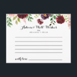 Burgundy Purple Spring Floral Wedding Advice Card<br><div class="desc">This burgundy purple spring floral wedding advice card is perfect for a simple wedding. The hand-painted design features green leaves, dazzling pink, blush, purple, red, white and burgundy dazzling roses, peonies neatly arranged in small cute bouquets. These cards are perfect for a wedding, bridal shower, baby shower, graduation party &...</div>