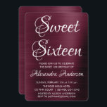 Burgundy Purple Sweet Sixteen Birthday Party Invitation<br><div class="desc">Burgundy Purple - Cranberry Marsala Elegant and Modern Sweet Sixteen Metallic Brushed Metal Foil Party Invitation. This invitation is perfect for a Burgundy  Sweet 16 Birthday Party looking to celebrate in Cranberry and White.  Matching items can be requested by contacting the designer.</div>