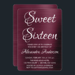 Burgundy Purple Sweet Sixteen Birthday Party Invitation<br><div class="desc">Burgundy Purple - Cranberry Marsala Elegant and Modern Sweet Sixteen Metallic Brushed Metal Foil Party Invitation. This invitation is perfect for a Burgundy  Sweet 16 Birthday Party looking to celebrate in Cranberry and White.  Matching items can be requested by contacting the designer.</div>