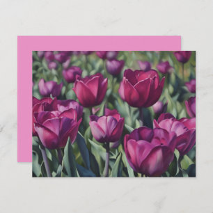Burgundy Purple Tulip Flower Art Note Card Set