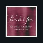 Burgundy Purple Wedding Thank You Napkin<br><div class="desc">Burgundy Purple - Marsala Brushed Stainless Steel Metallic Elegant Wedding Thank You Napkins. These Napkins can be customised to include your name and wedding date. These personalised napkins match the wedding collection. If you need additional products,  please feel free to contact the designer.</div>