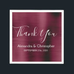 Burgundy Purple Wedding Thank You Napkin<br><div class="desc">Burgundy Purple - Marsala Brushed Stainless Steel Metallic Elegant Wedding Thank You Napkins. These Napkins can be customised to include your name and wedding date. These personalised napkins match the wedding collection. If you need additional products,  please feel free to contact the designer.</div>