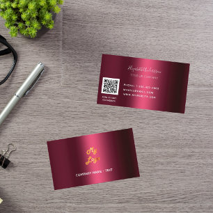 Burgundy qr code logo business card