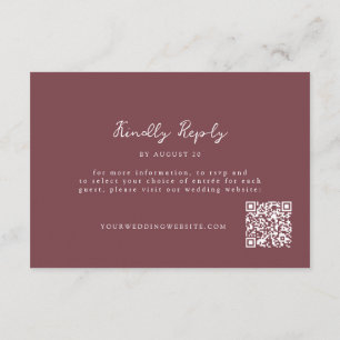 Burgundy QR Code Online Wedding RSVP Card