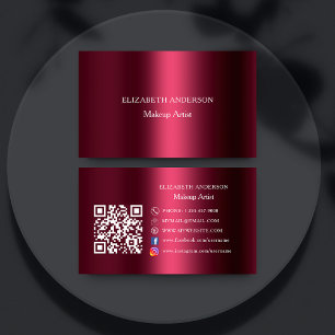 Burgundy Qr code social media Instagram Facebook Business Card