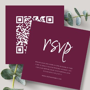 Burgundy   QR Code   Wedding RSVP Enclosure Card