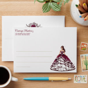 Burgundy Quinceañera Dress Envelope