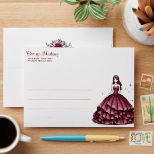 Burgundy Quinceañera Dress Envelope
