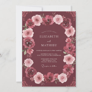 Burgundy Radiant Winter Wedding Invitation