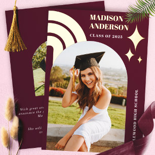 Burgundy Rainbow Arch And Stars Graduation