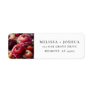 Burgundy Ranunculus Painting Return Address Label