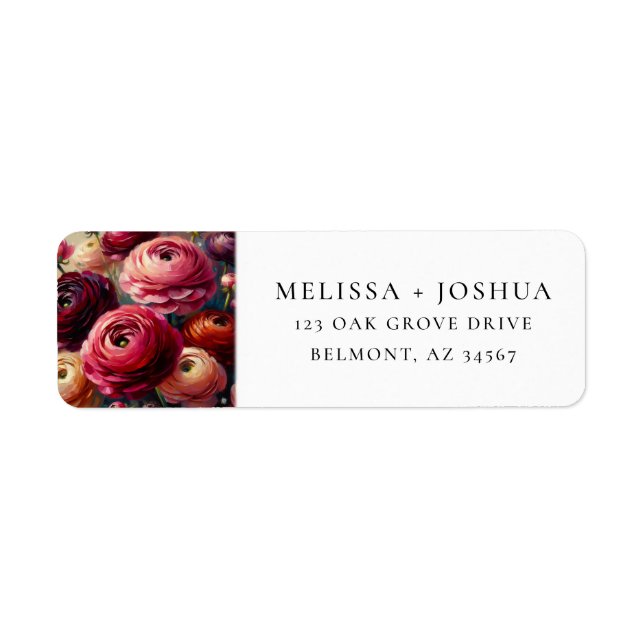 Burgundy Ranunculus Painting Return Address Label (Front)