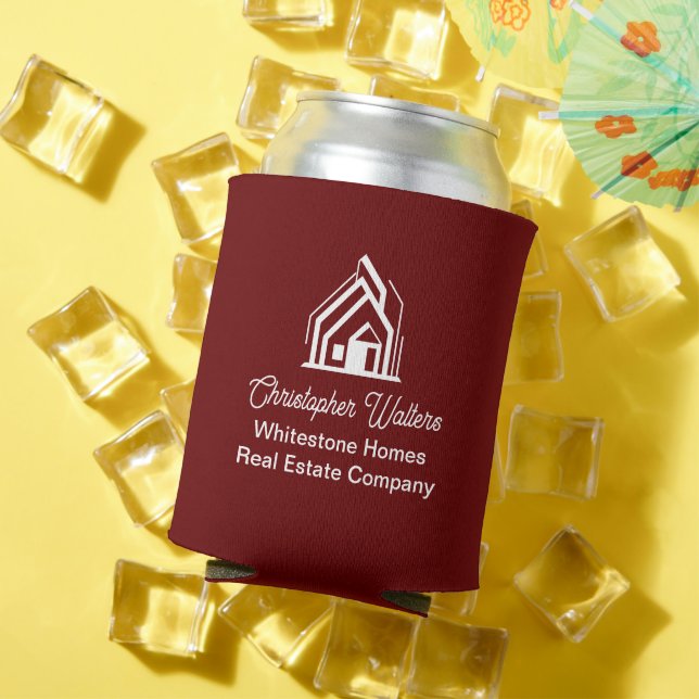 Burgundy Real Estate Company Custom Realtor Can Cooler (In Situ Summer)