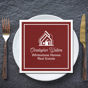 Burgundy Real Estate Company Custom Realtor Napkin