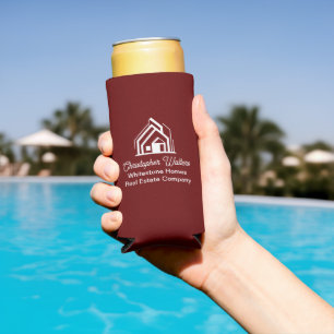 Burgundy Real Estate Company Custom Realtor Seltzer Can Cooler