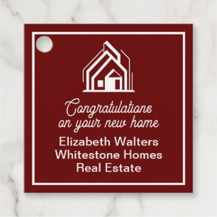 Burgundy Real Estate Company Customized Party Favour Tags