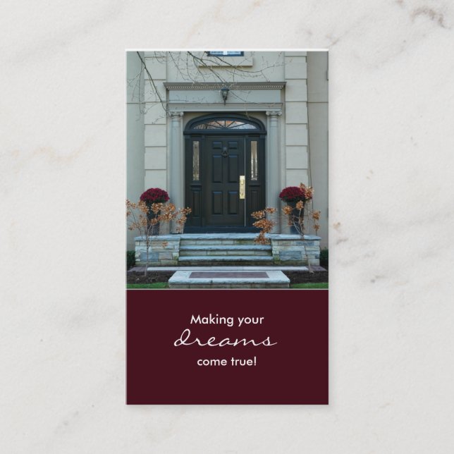 Burgundy Real Estate House Business Card (Front)
