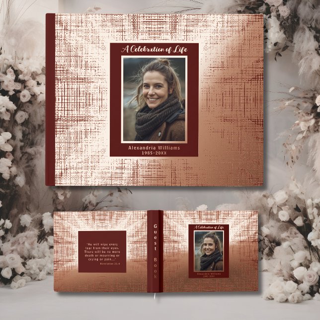 Burgundy Real Foil Funeral Guest Books Maroon  (Creator Uploaded)