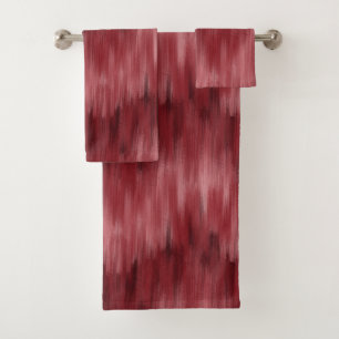Burgundy Red Abstract Brushed Waves Bath Towel Set