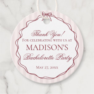 Burgundy Red and Black Bachelorette Party Favour Tags