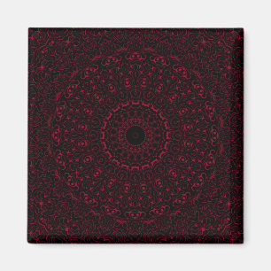 Burgundy Red and Black Medallion Design Magnet
