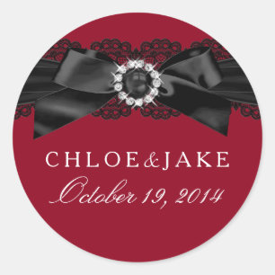 Burgundy Red and Black Pearl Bow Sticker
