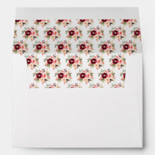 Burgundy Red and Blush Pink Floral Bridal Shower Envelope