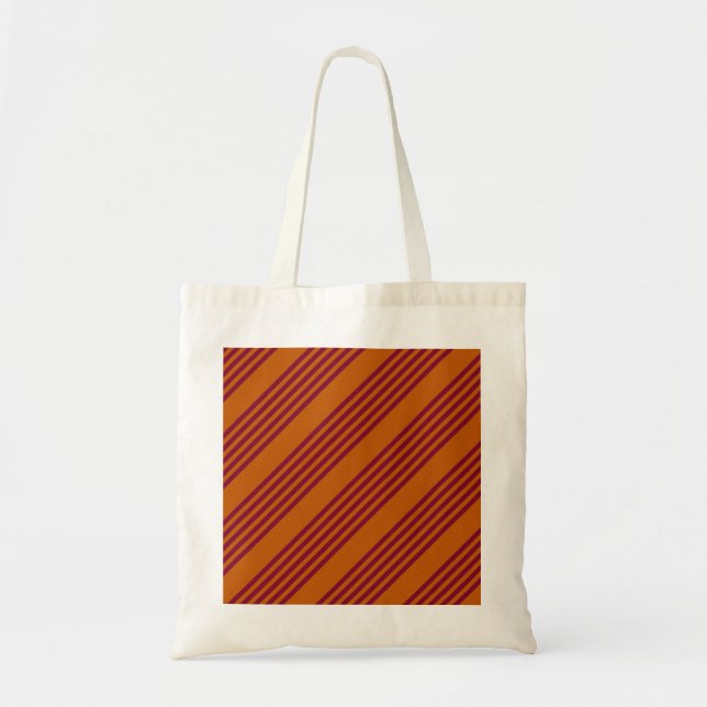 Burgundy red and burnt orange five stripe pattern. tote bag (Front)
