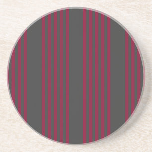 Burgundy red and charcoal five stripe pattern coaster